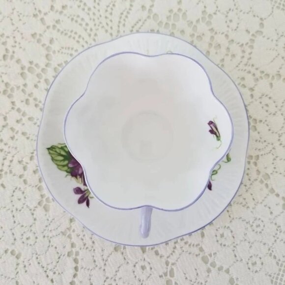 Shelley Violets England Bone China Dainty Shape Cup and Saucer 13821 - Picture 3 of 9